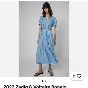 New Zadig & Voltaire Ronelo Tomboy Ruffled Cotton Midi Dress Women's Size M